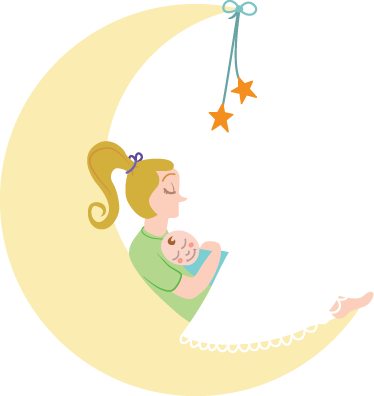 Vinylmatta barn mamma och baby på månen - Tenstickers