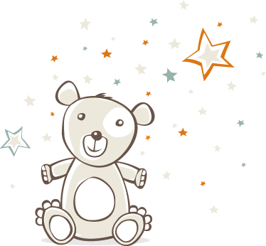 Vinylmatta barn nalle med stjärnor - Tenstickers