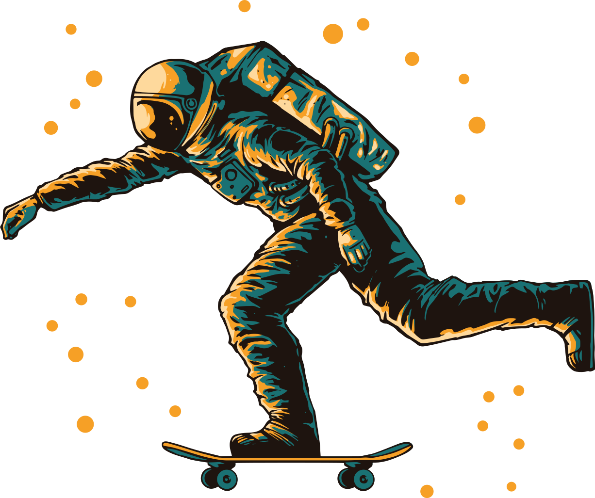 Vinylmatta barn astronaut som åker skateboard - Tenstickers