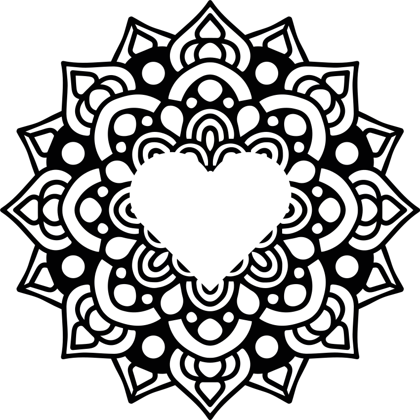 Vinylmatta sovrum mandala med hjärtformad ram - Tenstickers