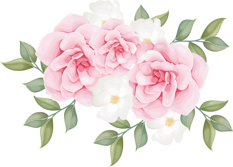 Vinylmatta sovrum eleganta blommor i rosa - Tenstickers