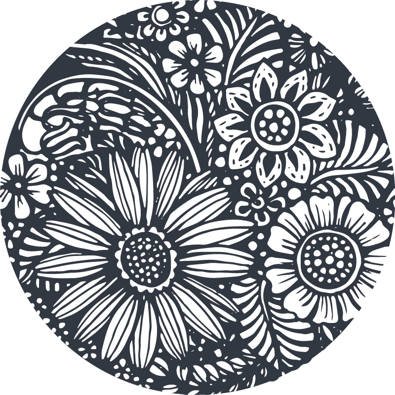 Rund blommönster vinylmatta sovrum - Tenstickers