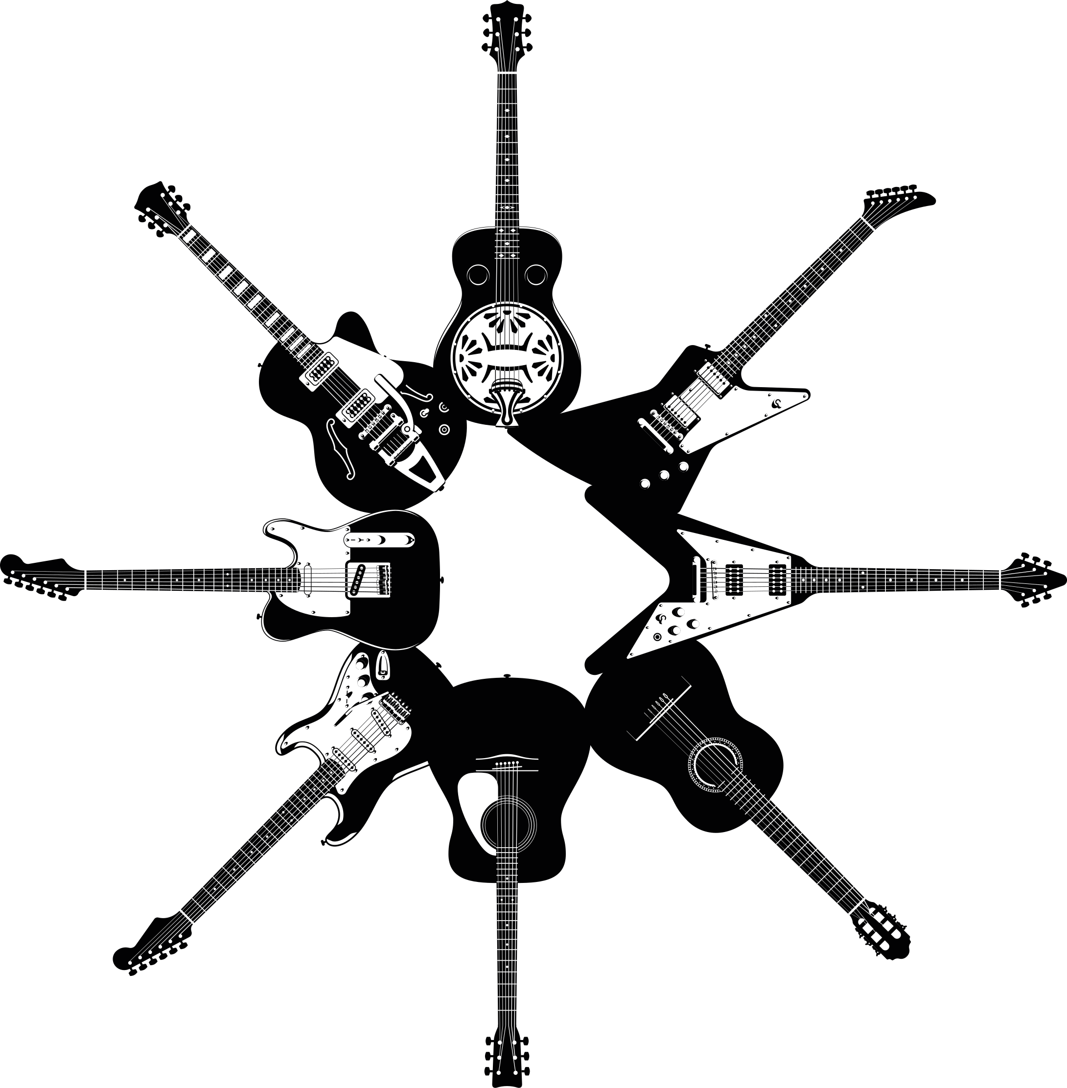 Vinylmatta sovrum gitarrer i cirkel - Tenstickers