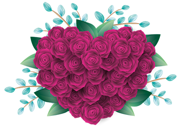 Vinylmatta sovrum hjärtkrona med rosor - Tenstickers