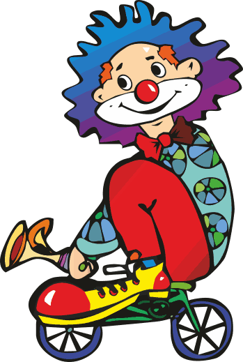 Vinylmatta barn clown på cykel - Tenstickers
