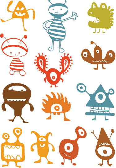 Färgglada utomjordingar vinylmatta barn - Tenstickers