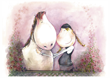 Vinylmatta barn flicka och häst - Tenstickers