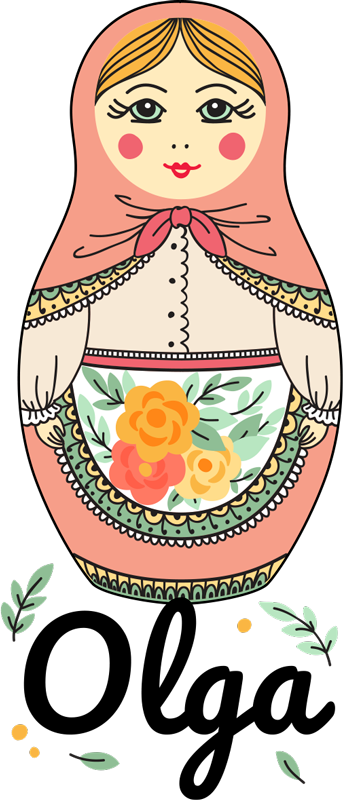 Vinylmatta barn matrioska med namn - Tenstickers