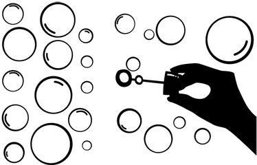 Vinylmatta spel dekorativ siluett hand bubblor - Tenstickers