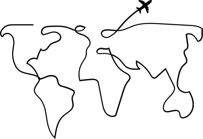 Vinylmatta världskarta med flygplansmotiv - Tenstickers