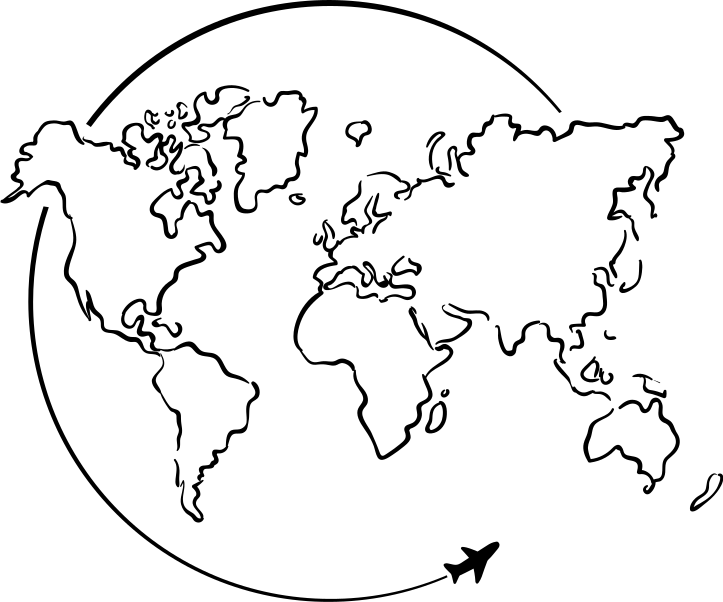 Vinylmatta världskarta cirkel flyg - Tenstickers