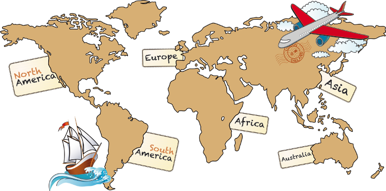 Vinylmatta världskarta med engelska kontinenter - Tenstickers