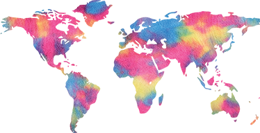 Vinylmatta världskarta med tie dye-mönster - Tenstickers