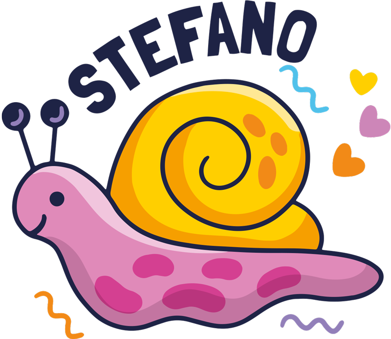 Vinylmatta barn färgglad snigel med namn - Tenstickers