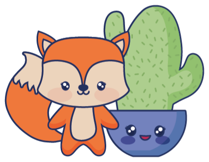 Vinylmatta barn anime kaktus och räv - Tenstickers