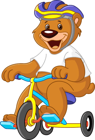 Vinylmatta barn med cyklande björn - Tenstickers