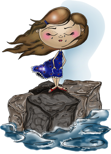 Vinylmatta barn flicka i havet - Tenstickers