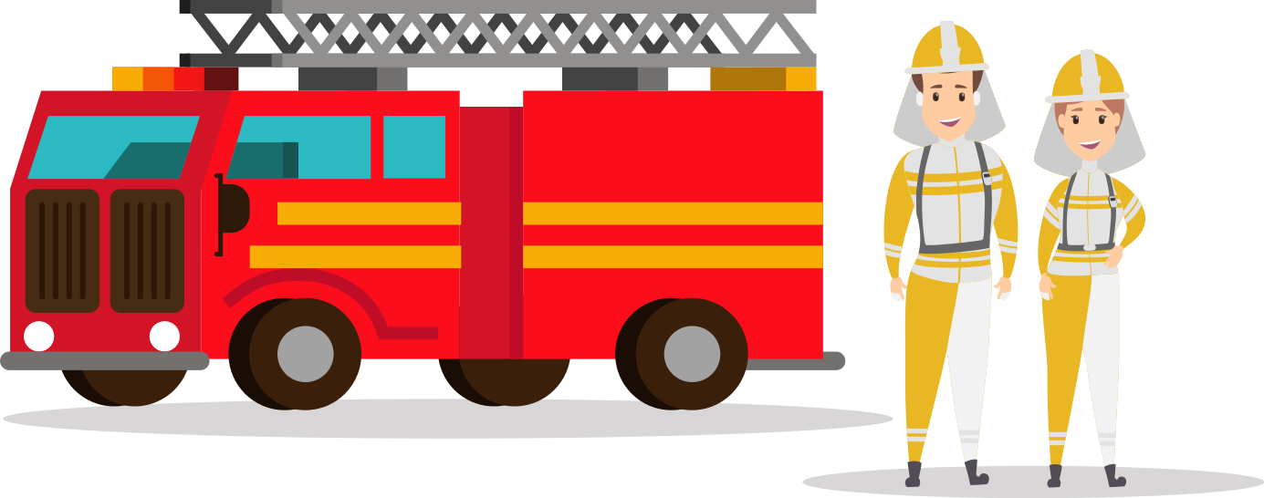 Vinylmatta barn brandman man och kvinna bil - Tenstickers