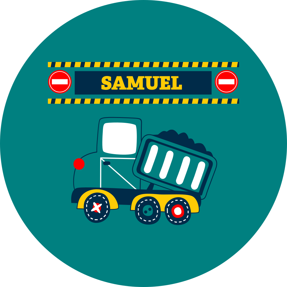 Vinylmatta barn med personlig bygglastbil - Tenstickers