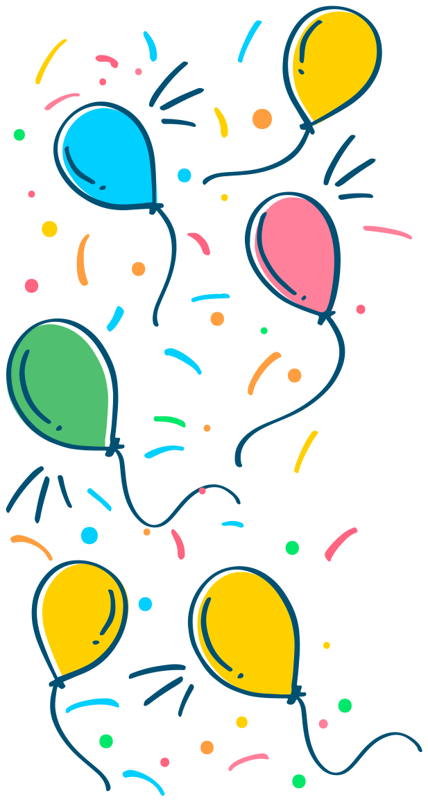 Vinylmatta barn ballong med konfetti - Tenstickers