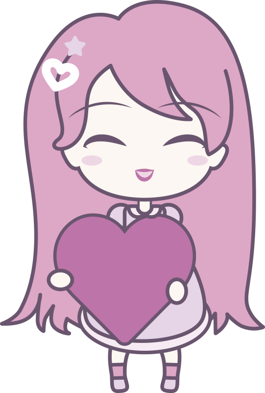 Vinylmatta barn med animeflicka som sprider kärlek - Tenstickers