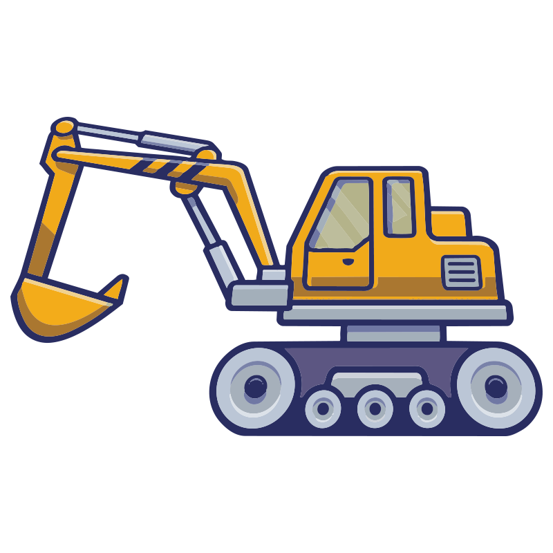 Vinylmatta barn grävmaskin typisk gul för barn - Tenstickers