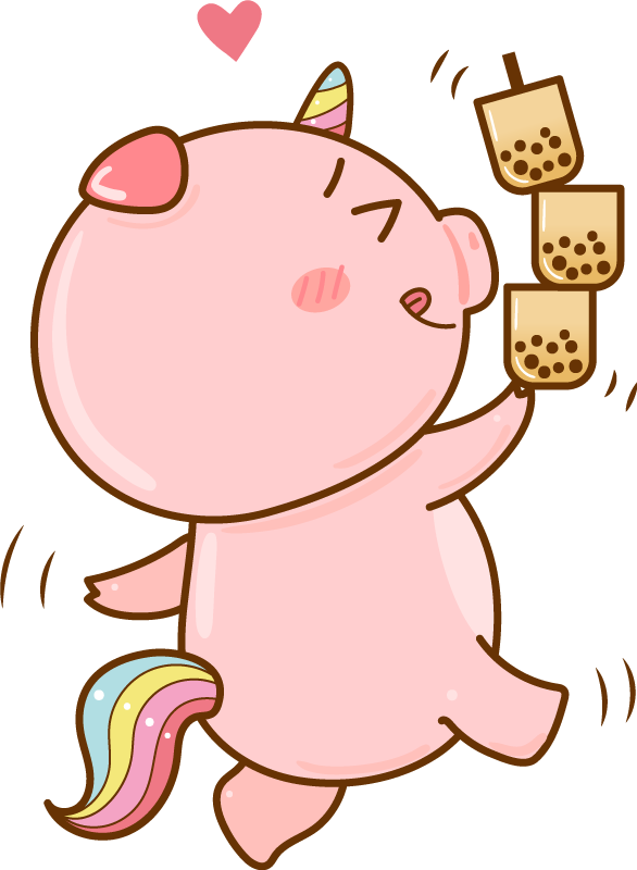 Vinylmatta barn med tecknad gris enhörning - Tenstickers