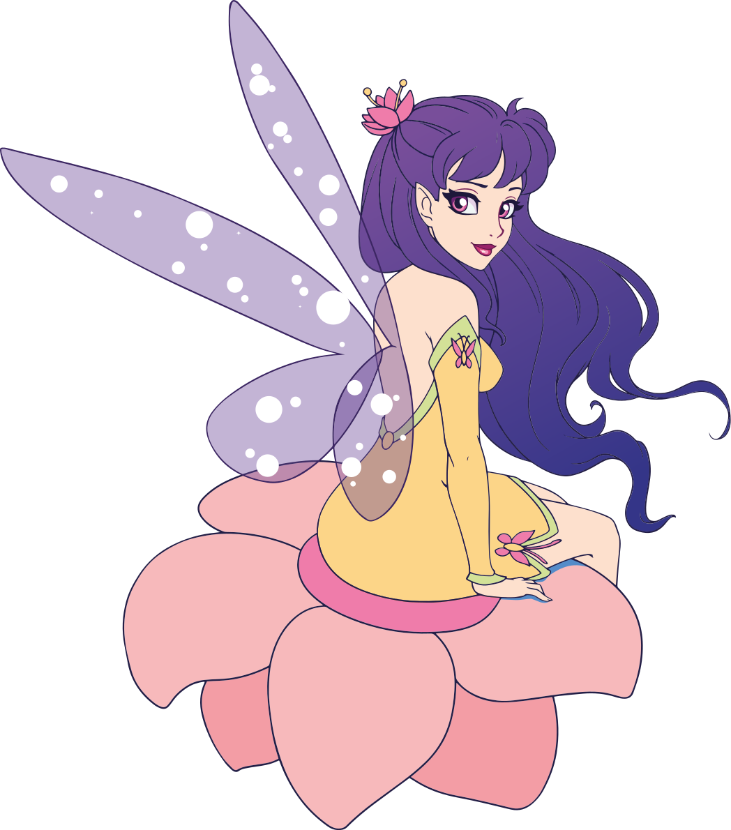 Vinylmatta barn söt älva sitter på en blomma - Tenstickers