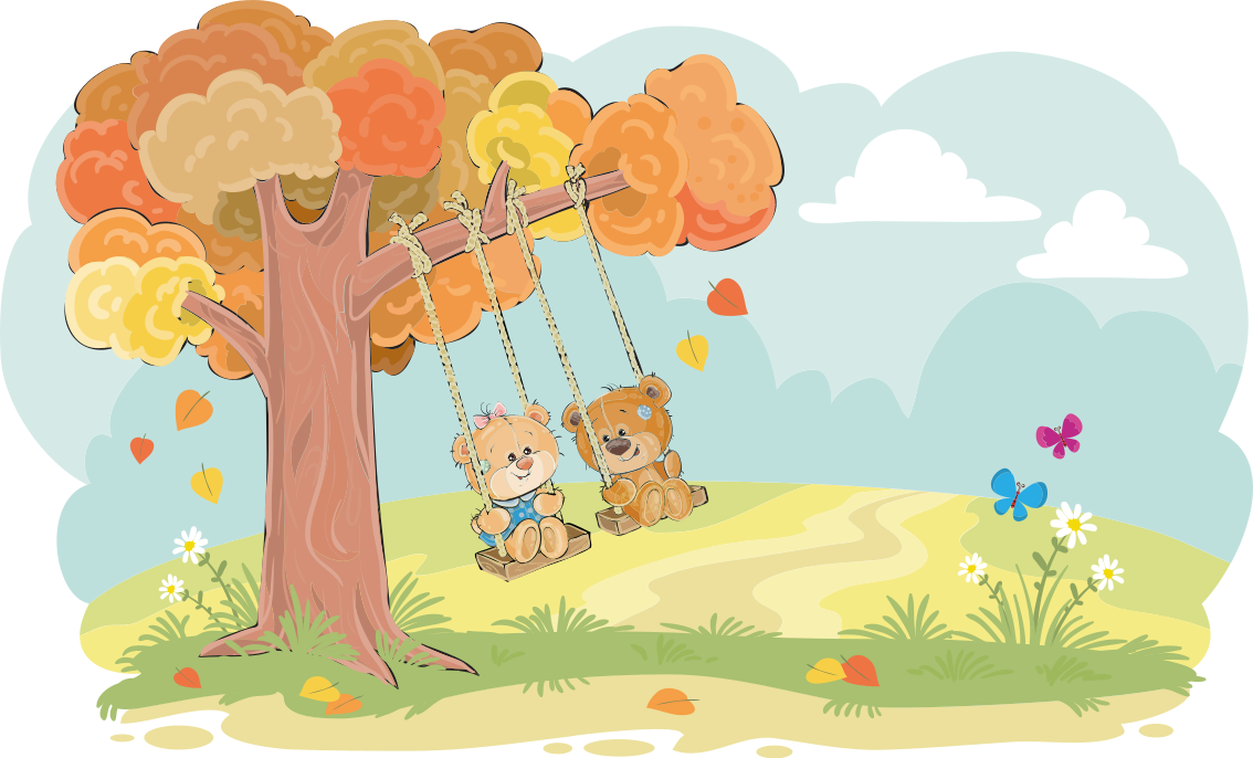 Vinylmatta barn teddybjörnar i skogen - Tenstickers