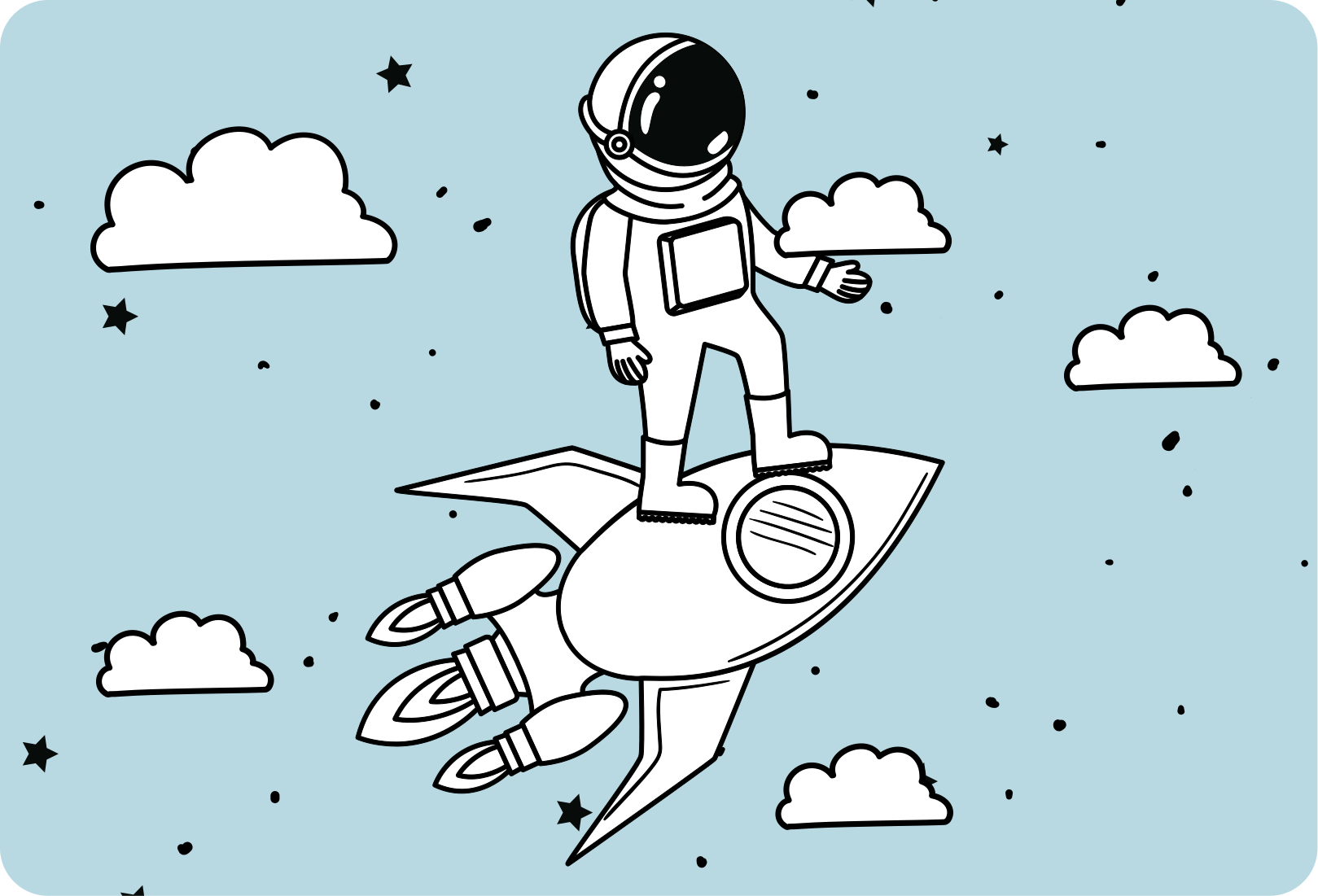 Vinylmatta barn raket astronaut och stjärnor - Tenstickers