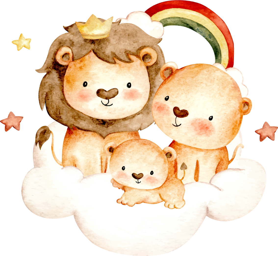 Vinylmatta barn med baby djur och stjärnor och moln - Tenstickers