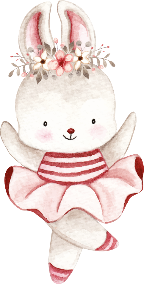 Vinylmatta barn kaninbalett i rosor - Tenstickers