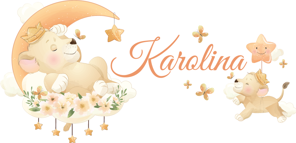 Vinylmatta barn söt djur lejon med namn - Tenstickers