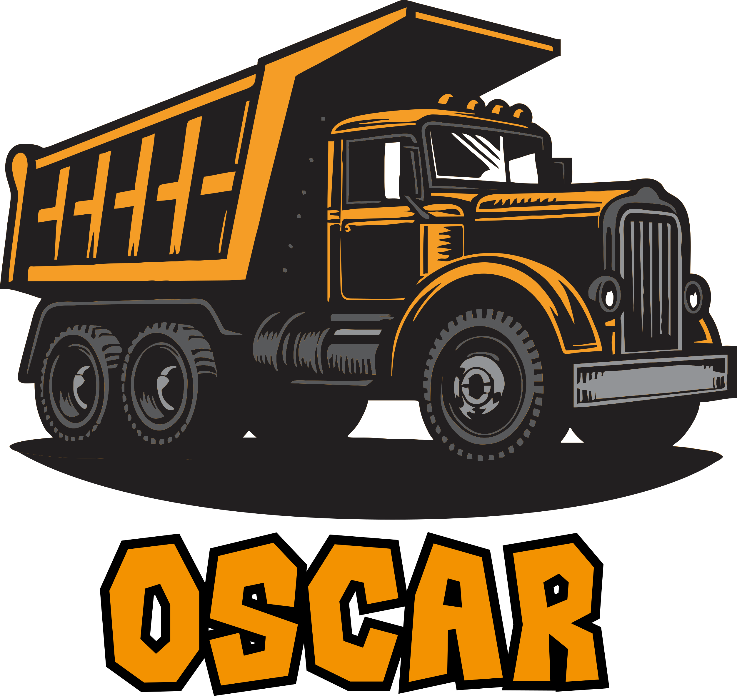 Vinylmatta barn med personlig orange lastbil - Tenstickers