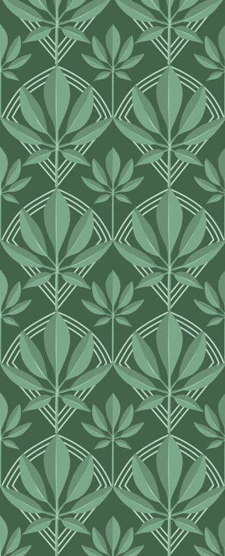 Vinylmatta badrum art deco liten flaska gröna blad - Tenstickers