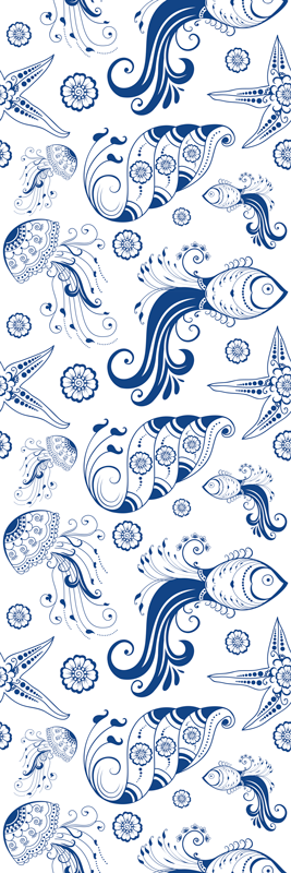 Vinylmatta badrum ornamental havliv dusch - Tenstickers