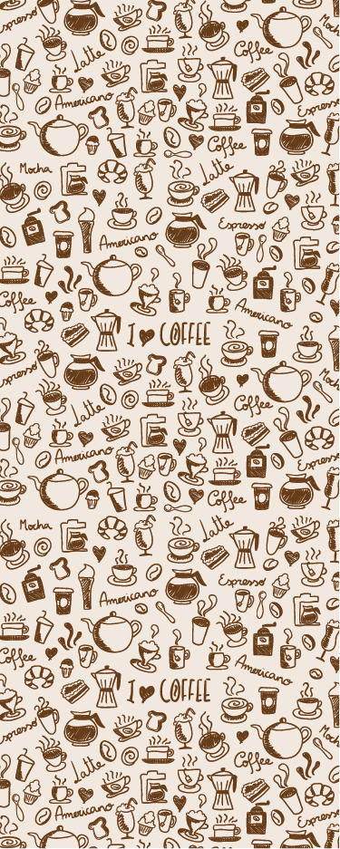 Vinylmatta kök med kaffemotiv för dörrar - Tenstickers
