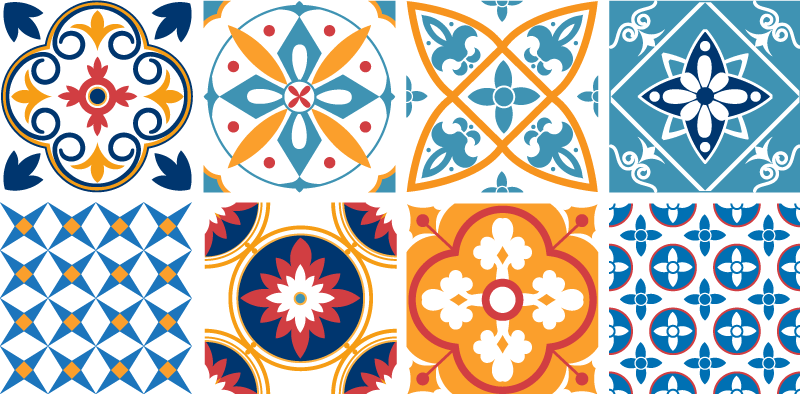 Vinylmatta kök sevrinia azulejos cementplattor - Tenstickers