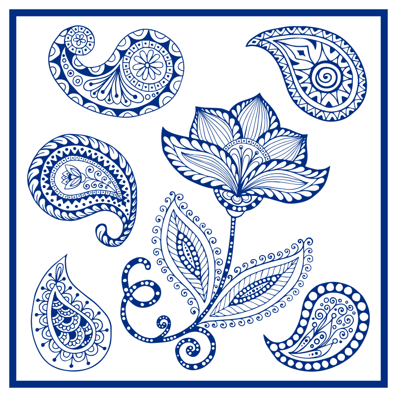 Vinylmatta kök paisley och blommor - Tenstickers