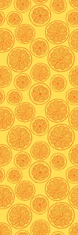 Vinylmatta kök orange handritad mönster kylskåp - Tenstickers