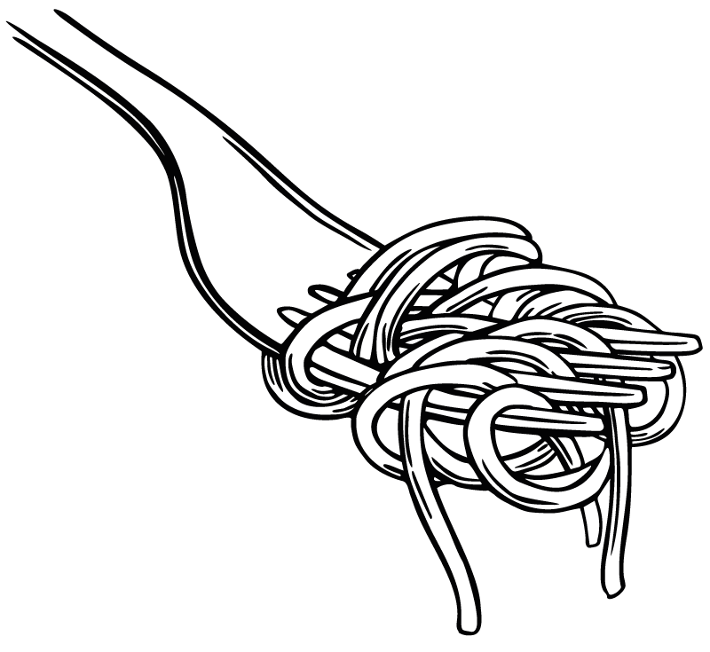 Vinylmatta kök spaghettigaffel gravyrstil - Tenstickers
