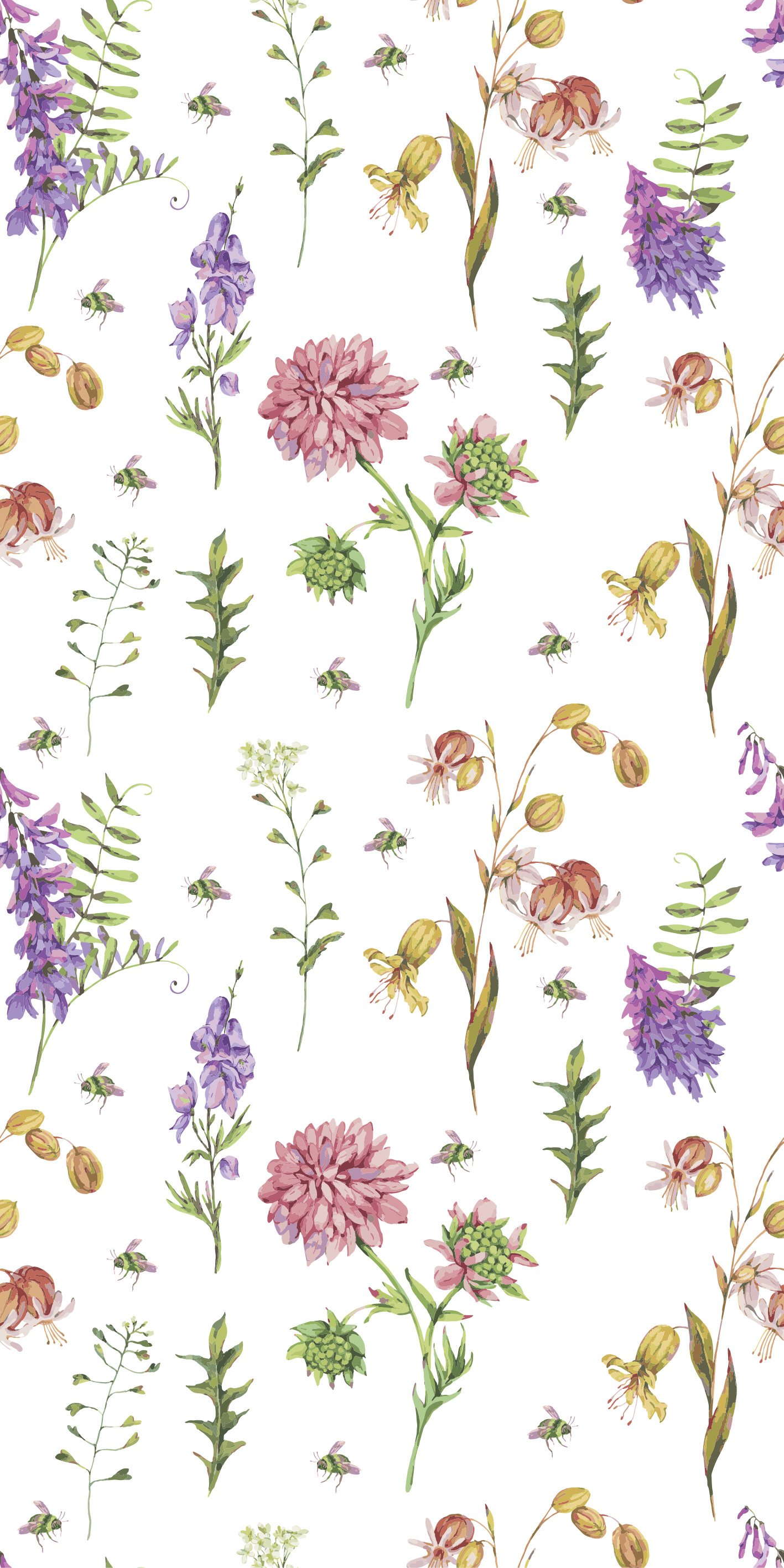 Vinylmatta kök färgglada minimalistiska vilda blommor - Tenstickers
