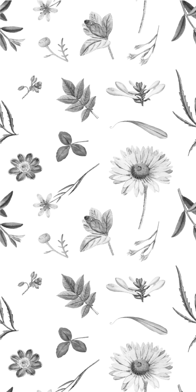 Vinylmatta kök grå vårblommor - Tenstickers