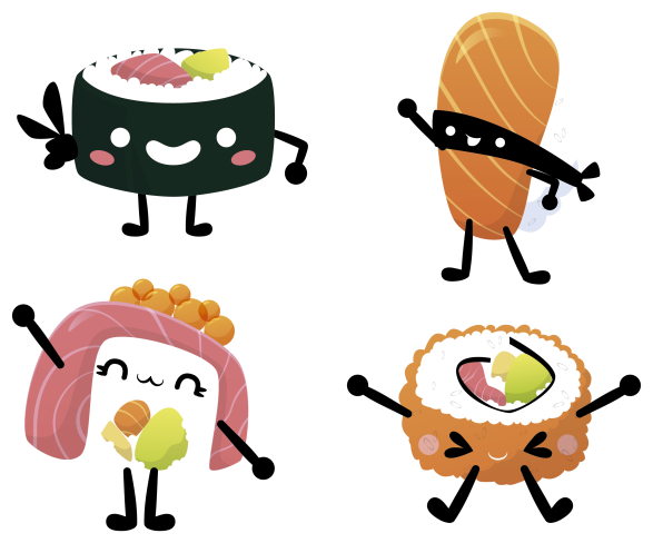 Vinylmatta kök kawaii sushi - Tenstickers