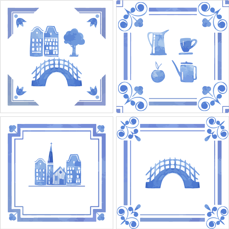 Vinylmatta kök delftware nederländska hus - Tenstickers