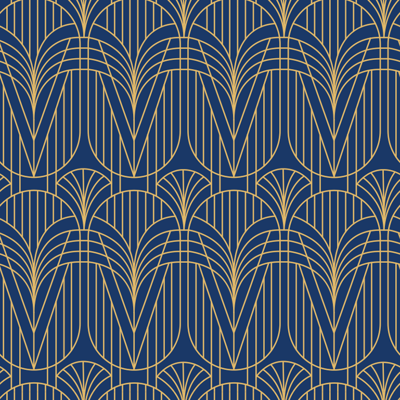 Vinylmatta kök art déco-mönster med guld detaljer - Tenstickers