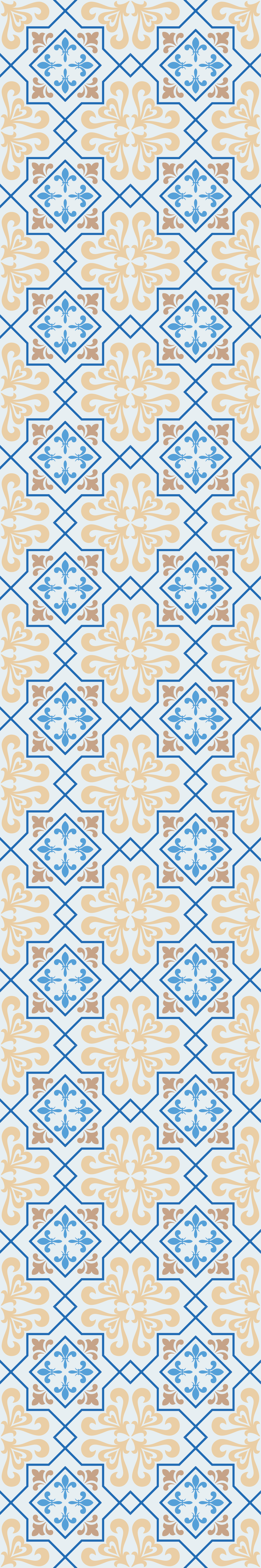 Vinylmatta kök portugisisk kakelmönster blå linjer - Tenstickers