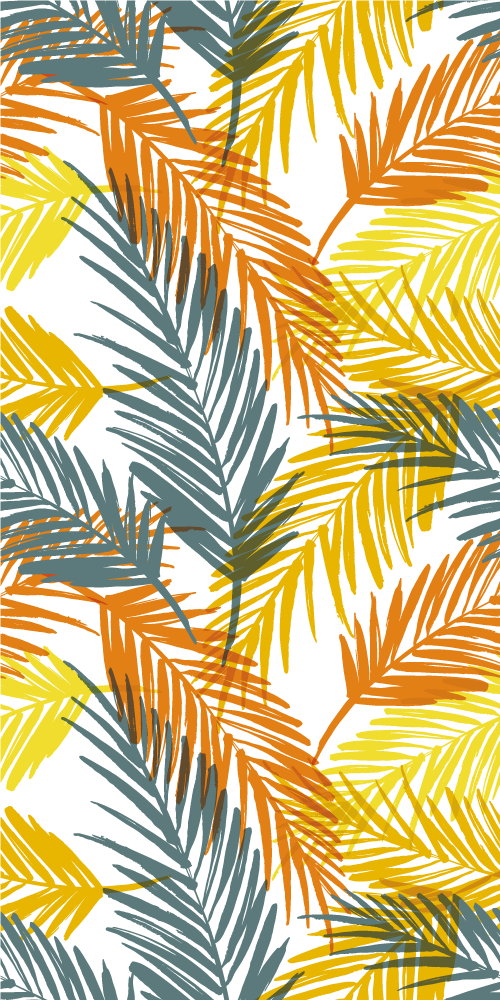 Vinylmatta kök handritade palmblad tropiskt mönster - Tenstickers