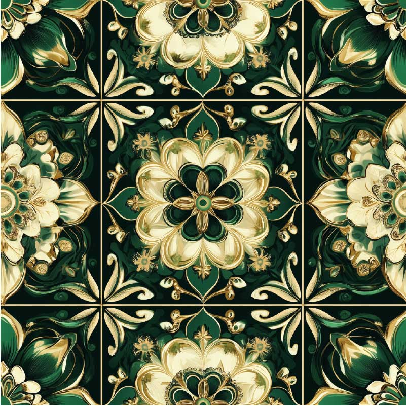 Vinylmatta kök botaniska mosaikplattor - Tenstickers