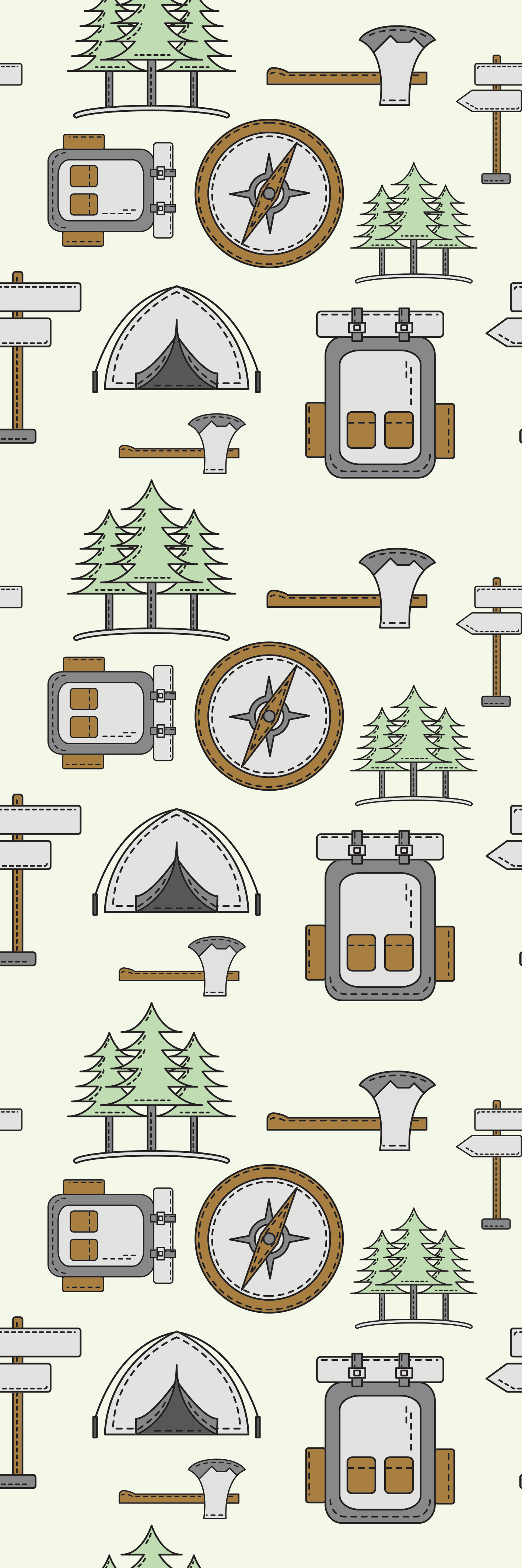 Campingväska skål huvudlampa kompass vinylmatta sovrum - Tenstickers